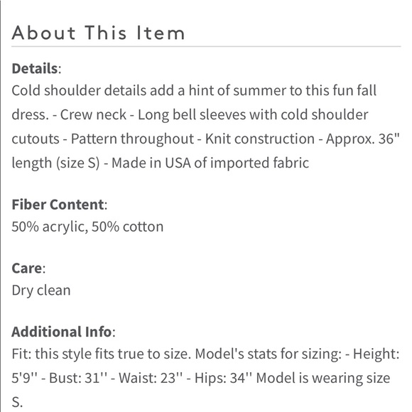 Cold shoulder pattern dress - Picture 3 of 4